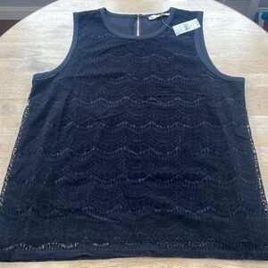NWT LOFT Black Lush Velvet Lace Lined/shell Tank size XL